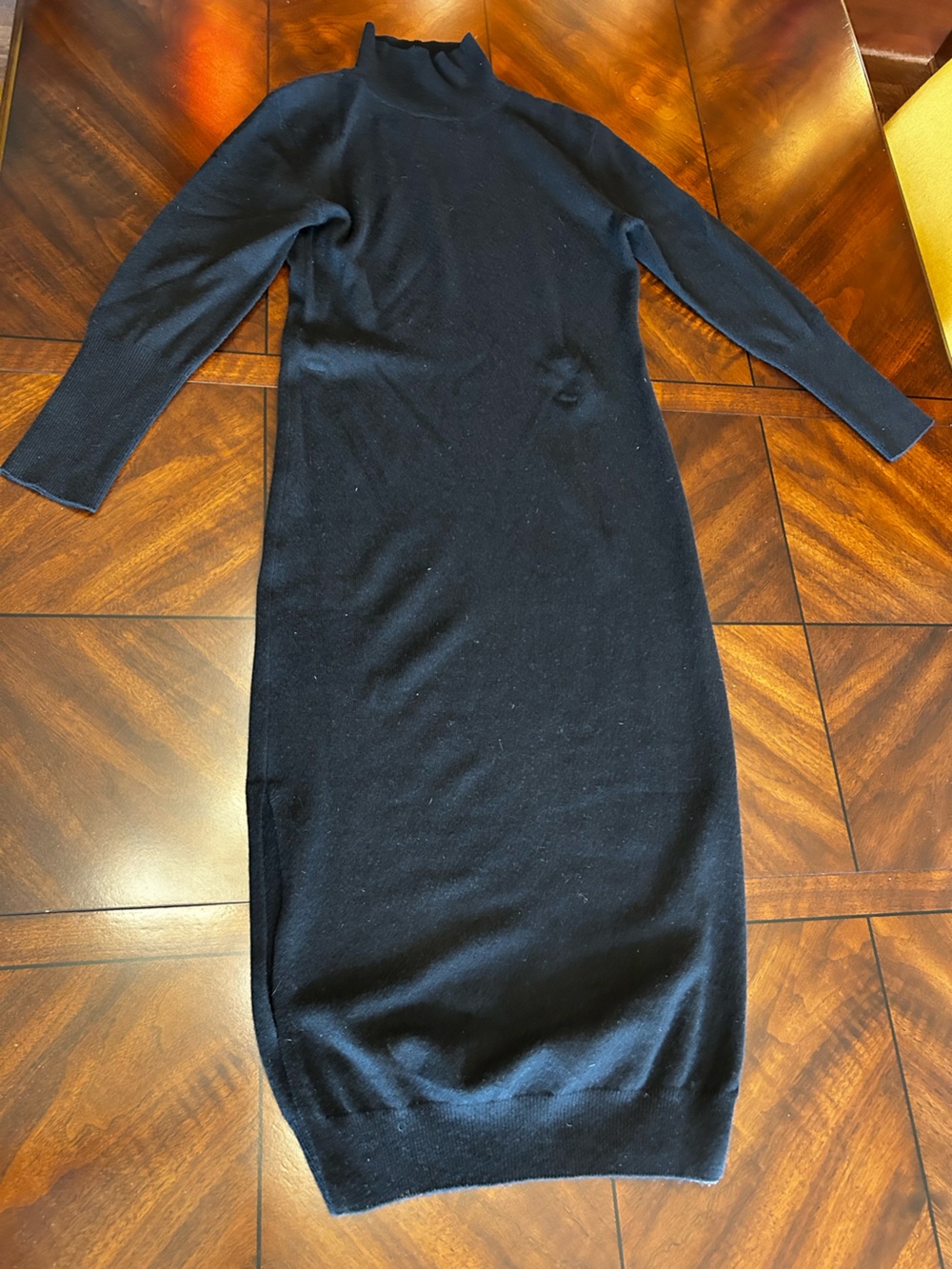Quince Black Cashmere Turtleneck Sweater Dress